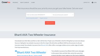 Bharti AXA Two Wheeler Insurance: Buy/Renew Online - Coverfox.com