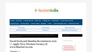 Naval Dockyard Mumbai Recruitment 2018 || Navy Fireman Vacancy ...