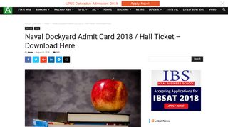 Naval Dockyard Admit Card 2018 / Hall Ticket - Download Here