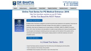 Online Test Series for PG Medical Entrance- 2018 - DR. BHATIA ...