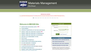 B2B Portal - Materials Management | BHEL Bhopal