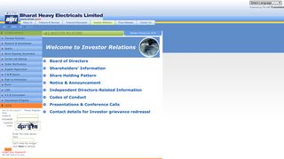 Investor Relations - Bharat Heavy Electricals Ltd.
