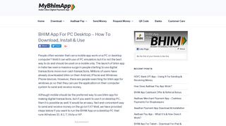 BHIM App For PC Desktop - How To Download, Install & Use