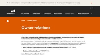 BHP Billiton | Owner relations
