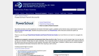 PowerSchool Parent Accounts - Bartlesville Public Schools