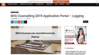 BHU Counselling 2019 Application Portal - Logging | AglaSem ...