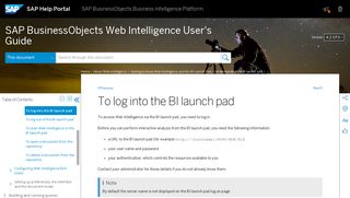 To log into the BI launch pad - SAP Help Portal