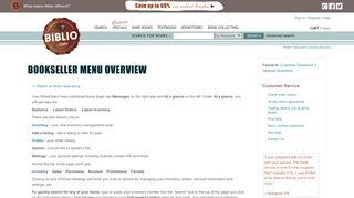 Bookseller menu overview - Biblio.com