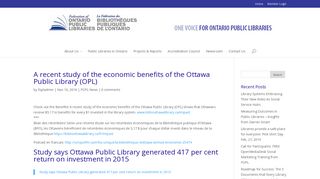 A recent study of the economic benefits of the Ottawa Public Library ...