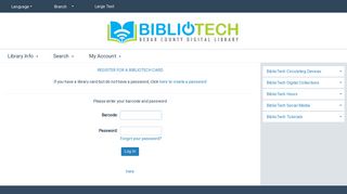 Log In - BiblioTech South