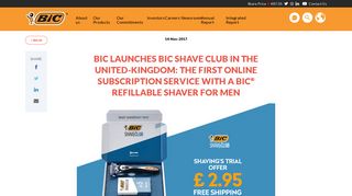 BIC LAUNCHES BIC SHAVE CLUB IN THE UNITED-KINGDOM ...