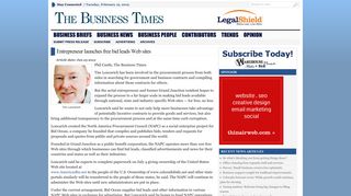Entrepreneur launches free bid leads Web sites | The Business Times