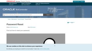 Password Reset | BidContender | Aconex Support Central