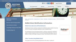 BidNet Direct Notification Information | Washtenaw County, MI