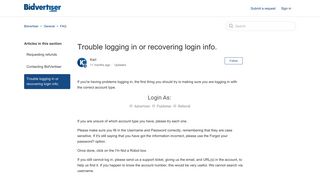 Trouble logging in or recovering login info. – Bidvertiser