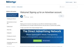 Welcome! Signing up for an Advertiser account. – Bidvertiser