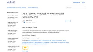 As a Teacher, resources for Holt McDougal Online (my.hrw). – Support ...