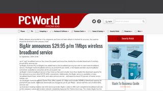 BigAir announces $29.95 p/m 1Mbps wireless broadband service - PC ...