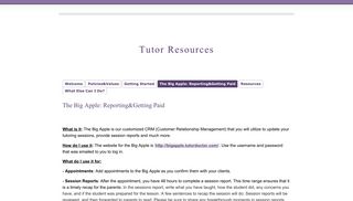 The Big Apple: Reporting&Getting Paid - Tutor Resources - Google Sites