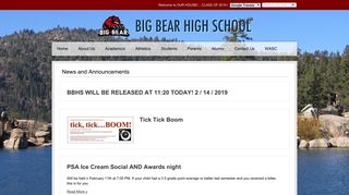 News and Announcements - Big Bear High School - Bear Valley ...