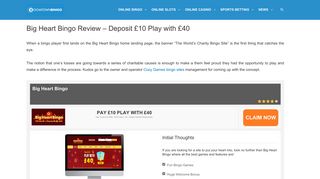 Big Heart Bingo | Deposit £10 Play with £40 | Cozy Games Bingo Sites