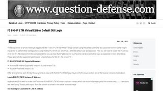 F5 BIG-IP LTM Virtual Edition Default GUI Login - Question Defense