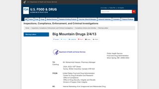 Warning Letters > Big Mountain Drugs 2/4/13 - FDA
