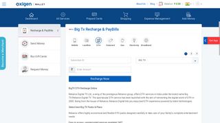 Reliance Big TV Recharge Online | Reliance Dish TV | Oxigen wallet