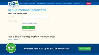 Set up member password - BIG4 Holiday Parks