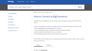 How to Connect to BigCommerce - Stamps.com - Service