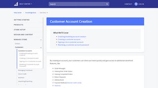 Customer Account Creation - BigCommerce Support