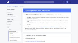 Account Dashboard - BigCommerce Support