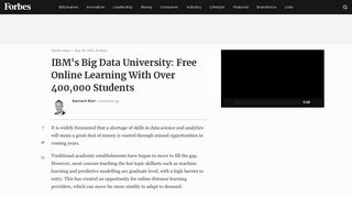 IBM's Big Data University: Free Online Learning With Over 400,000 ...