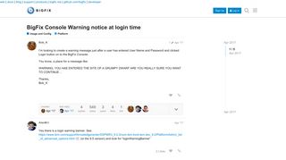 BigFix Console Warning notice at login time - Platform - BigFix Forum