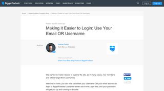 Making it Easier to Login: Use Your Email OR ... - BiggerPockets