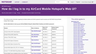 How do I log in to my AirCard Mobile Hotspot's Web UI? | Answer ...