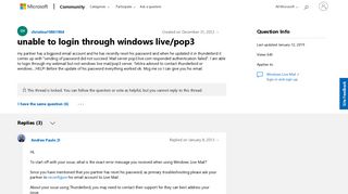 unable to login through windows live/pop3 - Microsoft Community