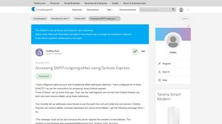 Accessing SMTP outgoing eMail using Outlook Expres... - Telstra ...