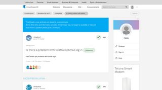 Solved: Is there a problem with telstra webmail log in - CrowdSupport