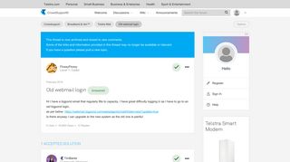 Solved: Old webmail login - Telstra Crowdsupport - 540838