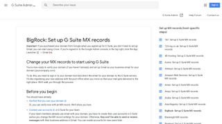 BigRock: Set up G Suite MX records - G Suite Admin Help