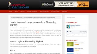How to login and change passwords on Plesk using BigRock