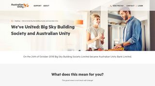 We've United: Big Sky Building Society and Australian Unity