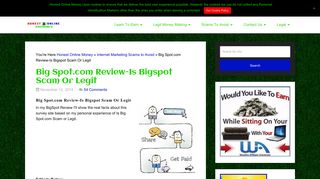 Big Spot.com Review-Is Bigspot Scam Or Legit - Honest Online Money