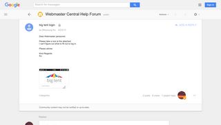 big tent login - Google Product Forums