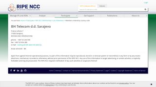 BH Telecom d.d. Sarajevo - RIPE NCC