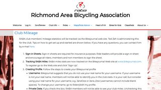 Club Mileage – Richmond Area Bicycling Association