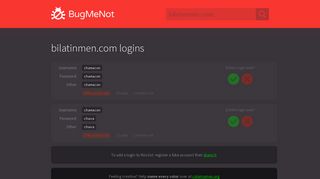 bilatinmen.com passwords - BugMeNot
