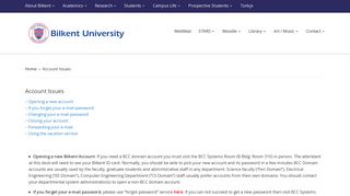 EN / Bilkent University – Account Issues