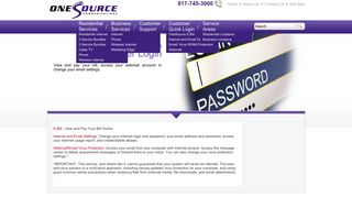 OneSource Customer Login, E-Bill, Settings, Webmail